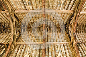 The Great Hall Roof Timbers, Stokesay Castle, Shropshire, England.